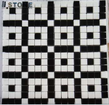 black Stone Wall Tile Decoration Mosaic Panel white color cheap